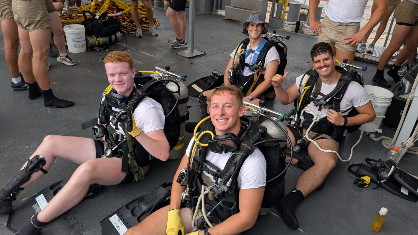 Byrne full SCUBA waiting to enter the water
